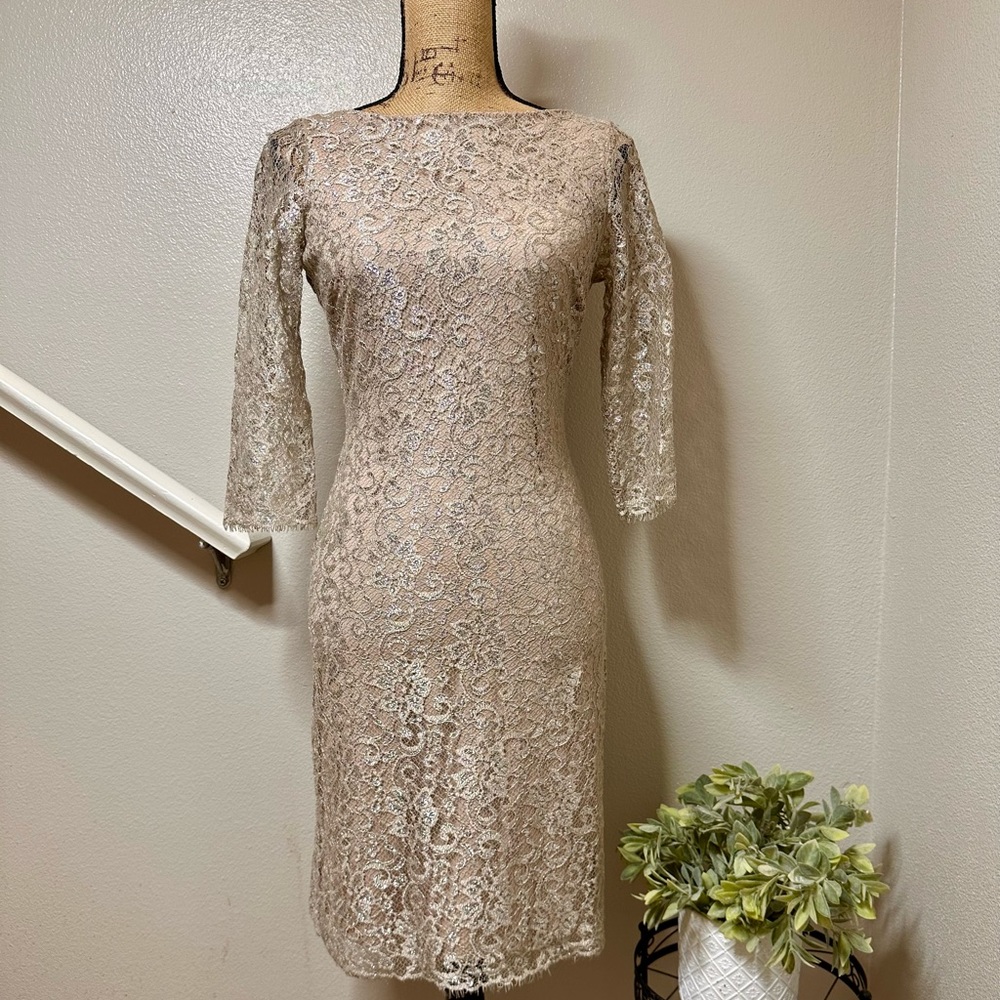 Calvin Klein Metallic Lace Cocktail Dress